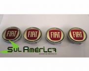 JG EMBLEMA DE RODA FIAT EM VERMELHA 51mm - 4P&Ccedil;&acute;s + GARRAS DE FIXA&Ccedil;&Atilde;O 